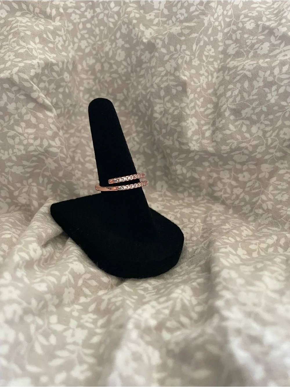 Rose Gold Double Band Crystal Ring - Women Jewelry - New